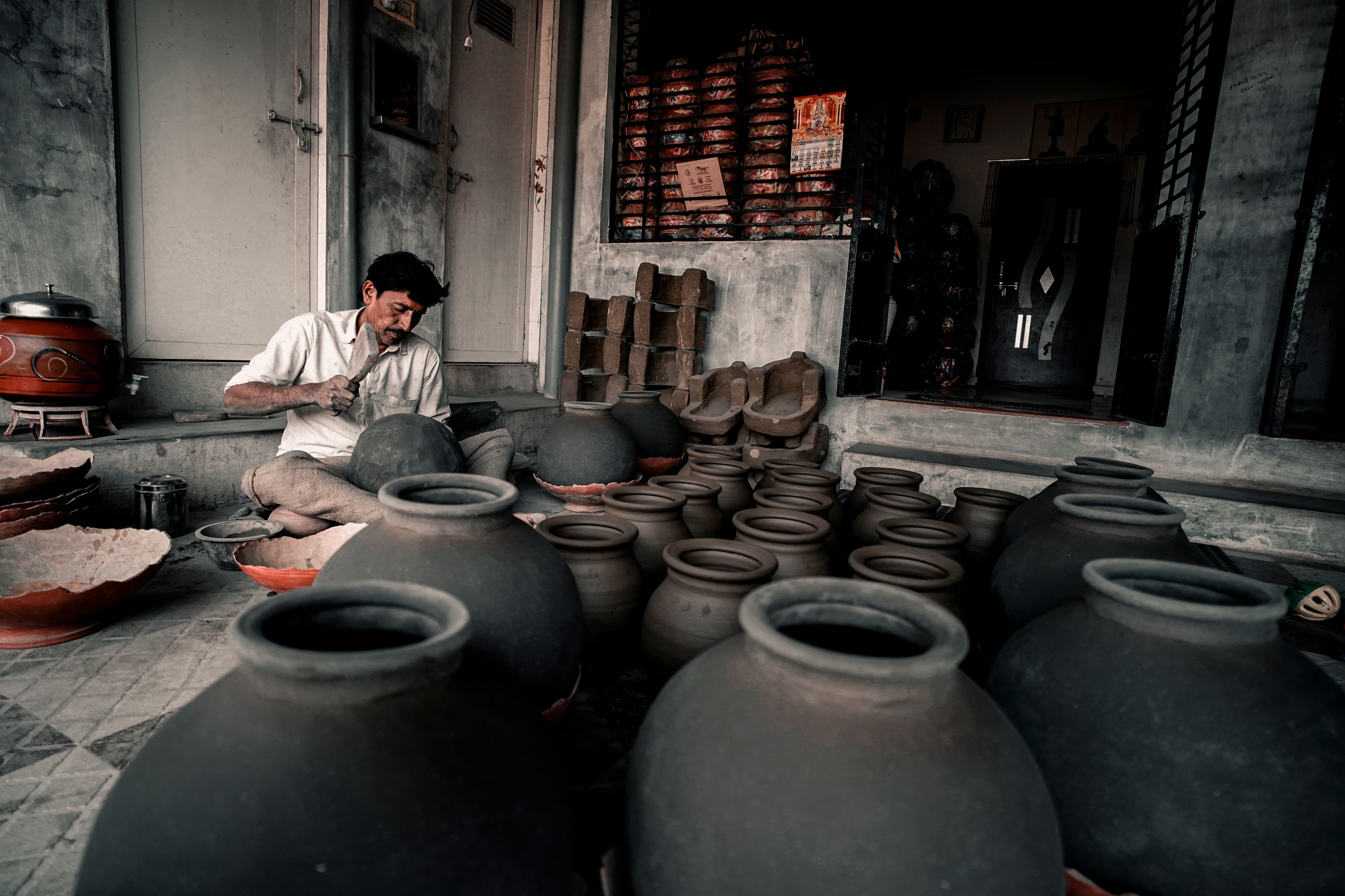 Traditional Indian artisan at work
